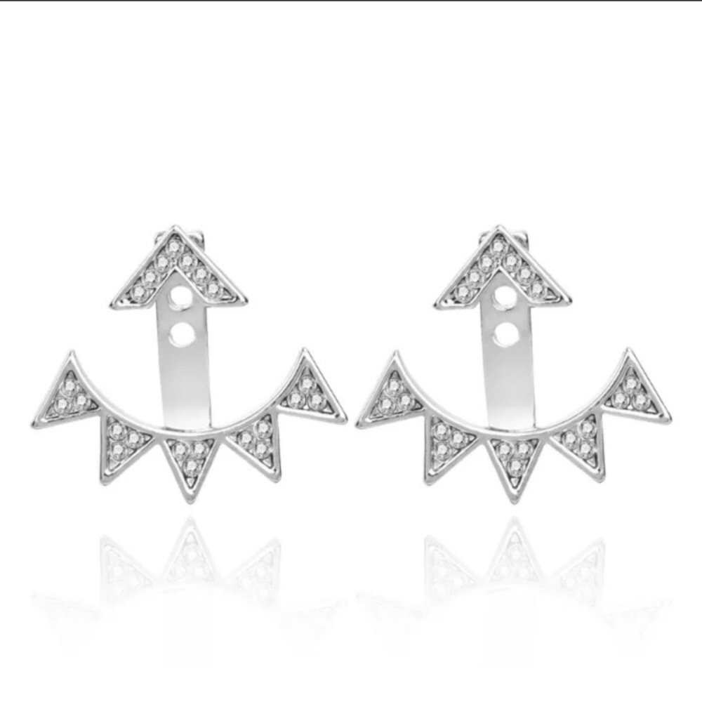 ⚜️𝟯𝟬%𝗢𝗙𝗙 𝗯𝘂𝗻𝗱𝗹𝗲𝘀 𝟯+⚜️ NEW Rhinestone Spiked Jacket Earrings - Picture 6 of 11